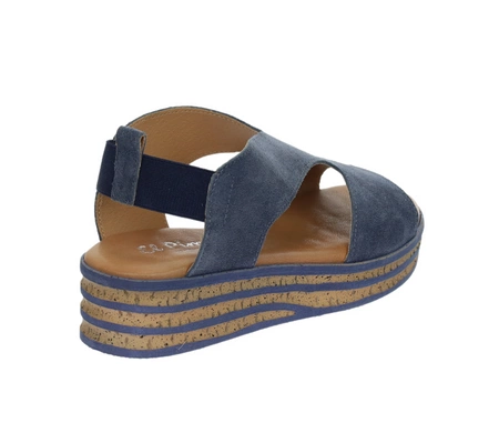 Granatowe skórzane sandały damskie na platformie Hiszpańskie El Pimpi