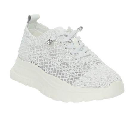 Białe skórzane adidasy damskie koronkowe oddychające VINCEZA