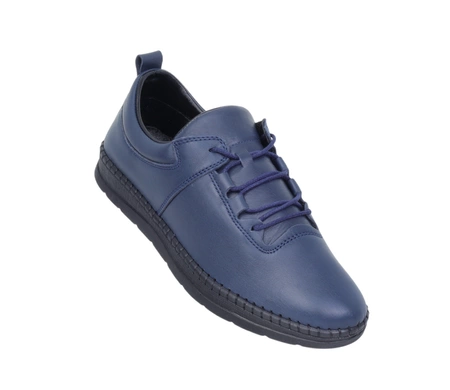 Granatowe skórzane półbuty damskie komfortowe MODO