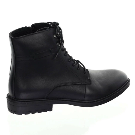 Czarne półbuty męskie zimowe skórzane i eleganckie American Club