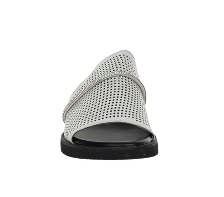 Srebrne eleganckie klapki damskie na niskiej koturnie Jezzi