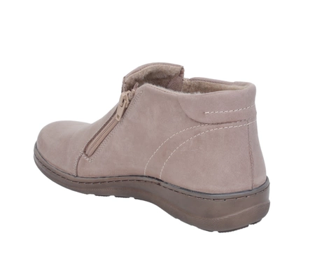 Skórzane damskie botki zimowe komfortowe ocieplane wełną HELIOS