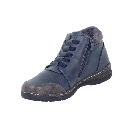 Granatowe trzewiki damskie ciepłe botki komfortowe Rozmiarówka ZANIŻONA