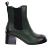 Modne botki zimowe na klocku butelkowa zieleń Jezzi