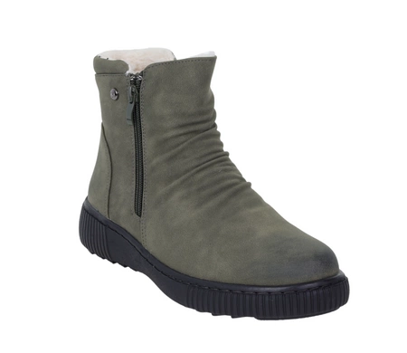 Zielone botki ciepłe damskie komfortowe trzewiki płaskie UNISOFT