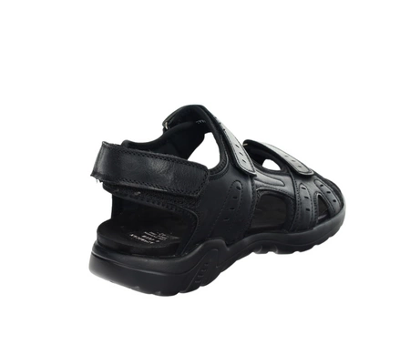 Czarne męskie sandały skórzane na rzepy elegancko-sportowe American Club