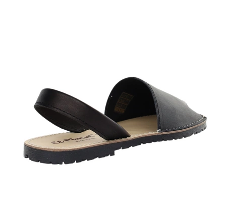 Czarne skórzane sandały hiszpańskie płaskie El Pimpi - Made in Spain