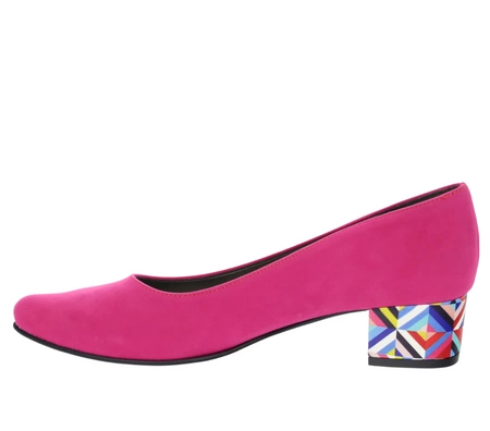 Płaskie fuksjowe czółenka eleganckie ze skóry zamszowej Lily od Azali