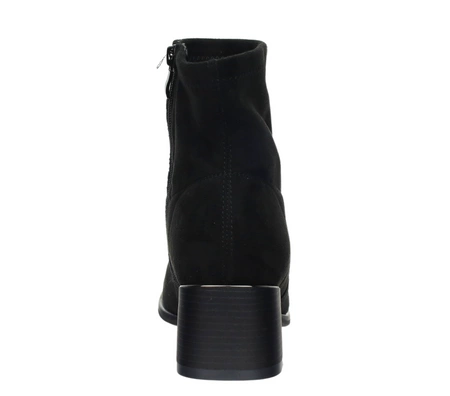 Eleganckie botki czarne zamszowe na obcasie ocieplane Jezzi
