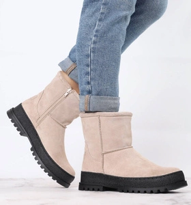 Beżowe botki Emu śniegowce ocieplane naturalną wełną Polskie Gino Fabiani