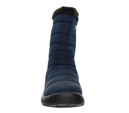 Granatowe wysokie śniegowce damskie na zamek buty termiczne Jezzi