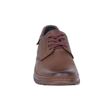 Brązowe skórzane półbuty męskie eleganckie porządne Activ