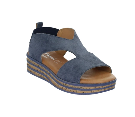 Granatowe skórzane sandały damskie na platformie Hiszpańskie El Pimpi