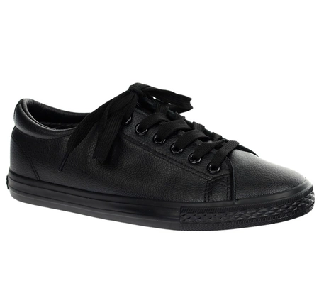 Całe czarne trampki skórzane damskie adidasy NEWS