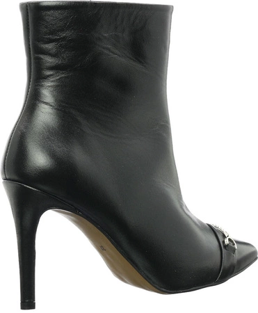 Czarne botki damskie na szpilce skórzane Gino Fabiani