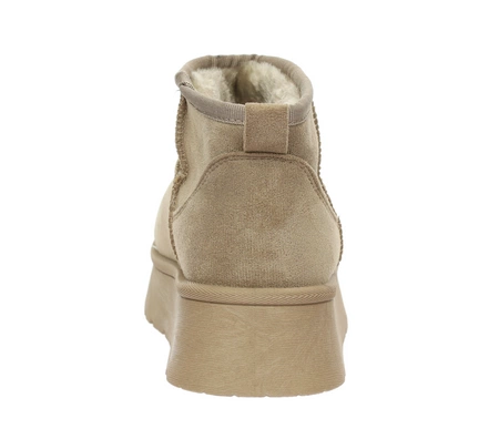Beżowe zamszowe śniegowce EMU na platformie ciepłe botki- rozmiarówka zaniżona