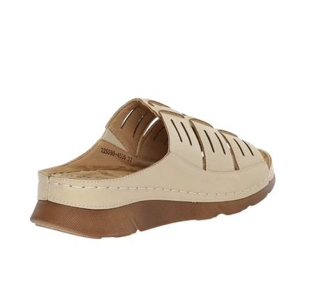 Beżowe zdrowotne klapki damskie szyte Jezzi