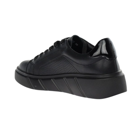 Całe czarne skórzane adidasy damskie komfortowe Jezzi