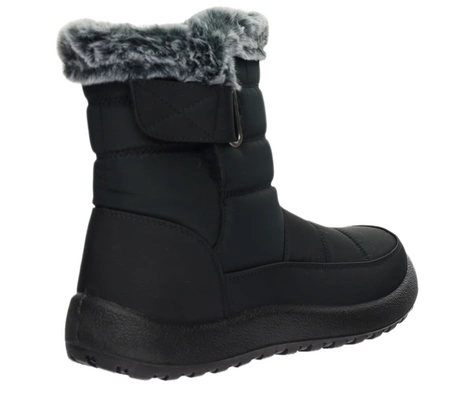 Czarne ciepłe i eleganckie śniegowce damskie buty termiczne wodoodporne Jezzi