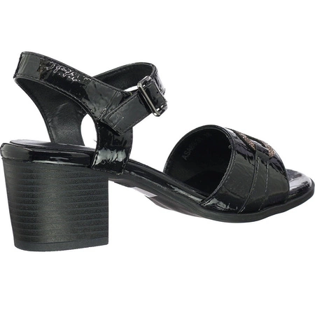 Czarne damskie sandały na wygodnym obcasie Jezzi