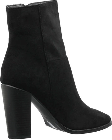 Czarne zamszowe botki na obcasie ze szpiczastym noskiem/czubkiem Jezzi