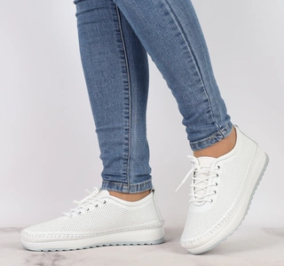 Wygodne, oddychające adidasy damskie skórzane buty białe VINCEZA