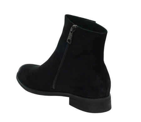 Klasyczne czarne botki damskie jesienne welurowe płaksie na zamek MILANO