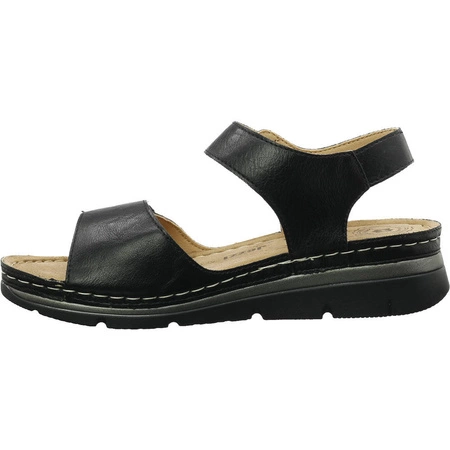 Sandały czarne płaskie komfortowe ortopedyczne Jezzi