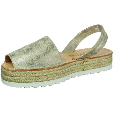 Beżowe sandały damskie na słomkowej podeszwie EL Pimpi 8428