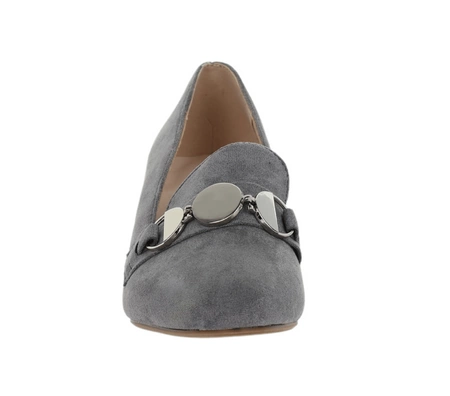 Zamszowe czółenka damskie komfortowe na obcasie Jezzi