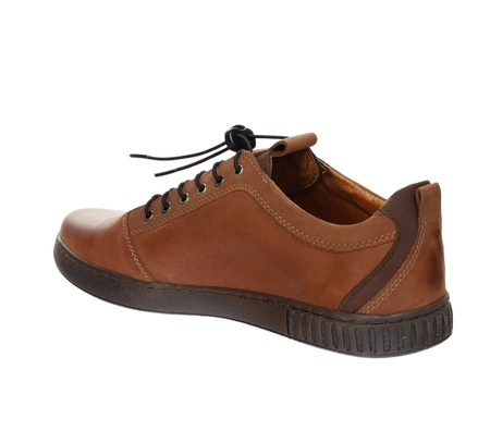 Brązowe skórzane półbuty męskie adidasy elegancko-sportowe adidasy POLBUT