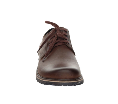 Brązowe skórzane półbuty męskie trapery niskie derby POLBUT