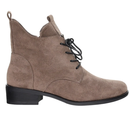 Zamszowe szare botki damskie płaskie ocieplane Gloria