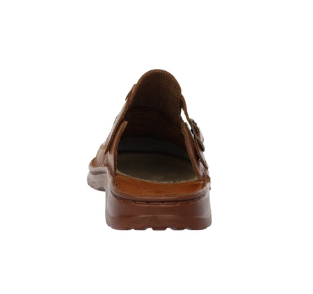 Skórzane brązowe klapki męskie zabudowane kościelne Łukpol