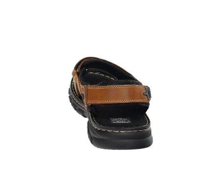 Brązowe sandały męskie skórzane na rzepy American Club