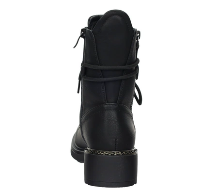 Czarne martensy zimowe damskie sznurowane i na zamek Jezzi