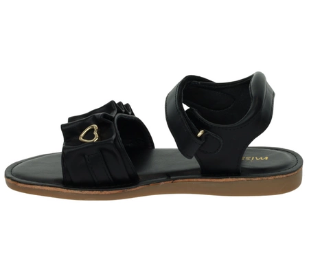 Czarne sandały dla dziewczynki eleganckie do sukienek Miss E