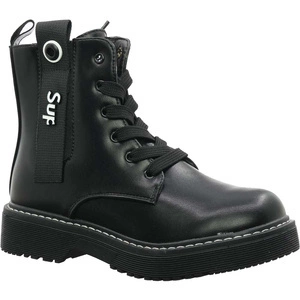 Czarne botki dziewczęce/ damskie płaskie traperki Clibee