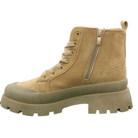 Botki damskie beżowe zamszowe nieocieplane NEWS