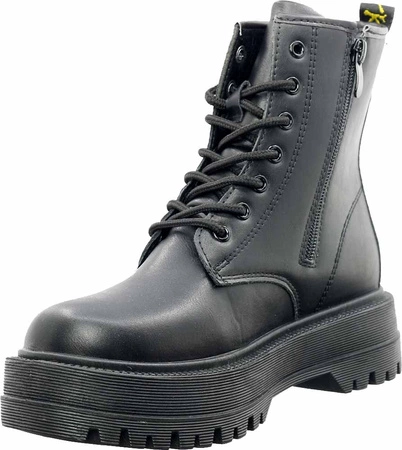 Czarne glany damskie traperki zimowe Jezzi