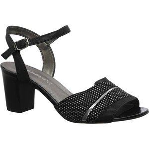 Sandały czarne na obcasie skórzane Gino Fabiani