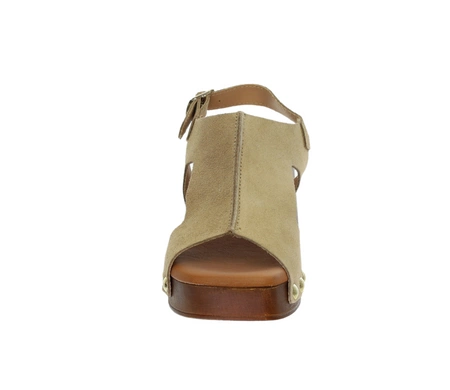 Skórzane sandały na drewnianym klocku i platformie z ćwiekami Hiszpańskie El Pimpi