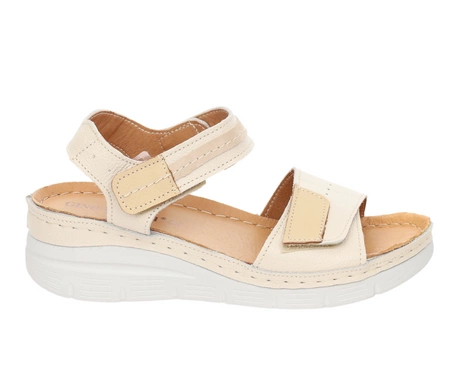 Beżowe eleganckie i wygodne sandały damskie ze skóry naturalnej szyte w Polsce Gino Fabiani