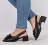Czarne sandały damskie na niskim obcasie eleganckie i wygodne Jezzi