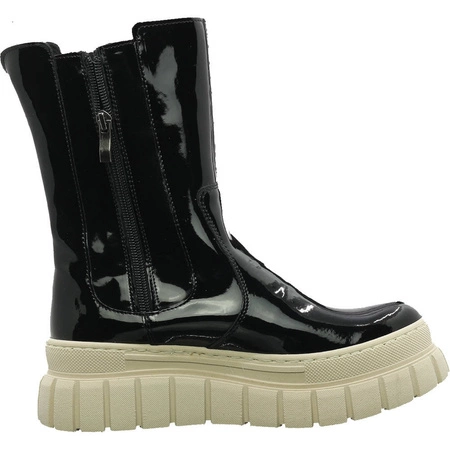 Lakierowane czarne botki skórzane na platformie Gino Fabiani 1651/5