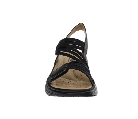 Czarne lekkie sandały damskie płaskie komfortowe na rzepy Jezzi