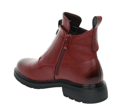 Czerwone buty zimowe damskie eleganckie i wygodne na zamek Jezzi