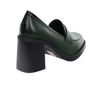 Ciemnozielone mokasyny damskie na obcasie i platformie Jezzi