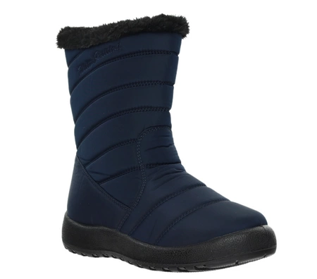 Granatowe wysokie śniegowce damskie na zamek buty termiczne Jezzi