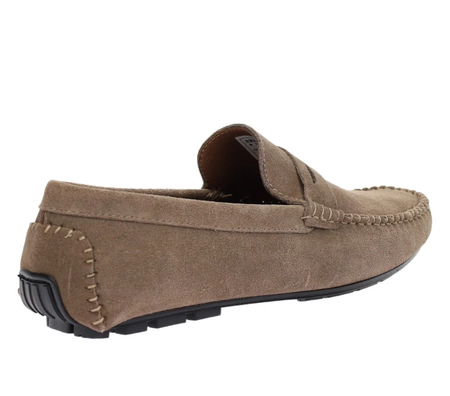 Brązowe zamszowe mokasyny męskie skórzane welurowe nobukowe American Club